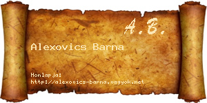 Alexovics Barna névjegykártya